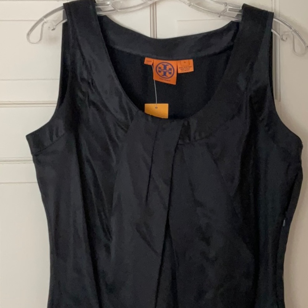 NWT TORY BURCH BLACK SILK MARGARET TOP SLEEVELESS 10